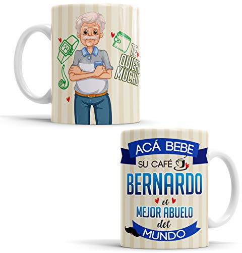 OyC Original y Creativo Taza Aquí Bebe el Mejor Abuelo del Mundo - Super Abuelo Con Frase y Dibujo Personalizada Con Nombre