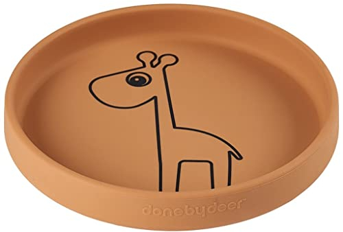 Done by Deer Silkon Teller Raffi Giraffe Mustard Kinder Ø 18 x H 2,5 cm.