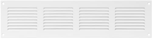 16'' x 4'' Inch / 400 x 100 mm White Steel Vent Cover - Metal Rectangular Soffit Grille - Louvered Air Return Grille - for Ceiling and Sidewall - Built-in Protection Screen Mesh - HVAC Ventilation