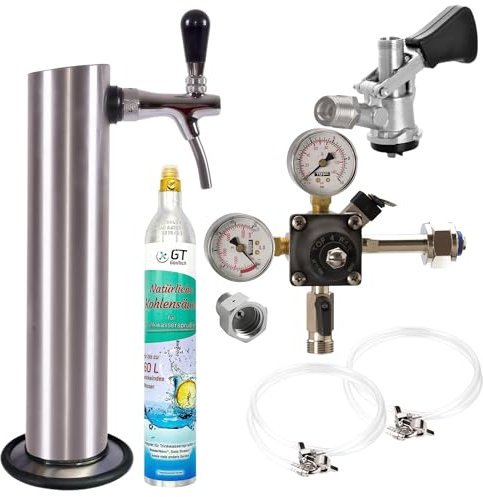 Gastrobedarf Westerbarkey Zapfgarnitur klein mit Schanksäule, Schankhahn, Korb/M-Keg oder Köpi-Keg, Co² Flasche, Druckminderer & Schläuche (Typ S (Korbkeg) 425g Soda)