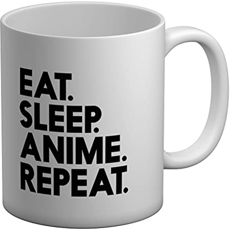 Shopagift Eat Sleep Anime Repeat White 11oz Large Mug Cup