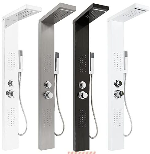 Colonne Douche 5 Modes Panneau de Douche en Acier Inoxydable, Système de Panneau de Douche Brossée, Colonne de Douche à Montage Mural Pulvérisateur (15 * 47 * 130cm (noir))