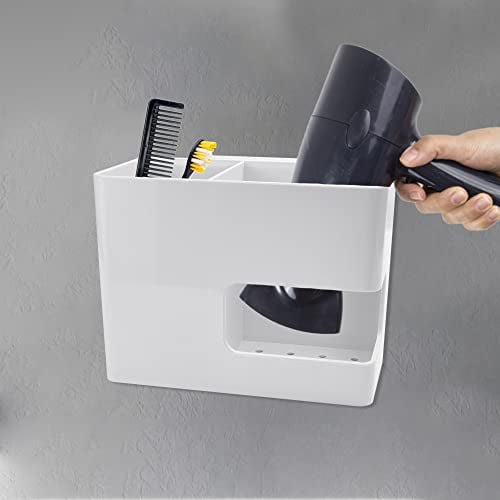 SPEACOUR Haartrocknerständer Haartrocknerhalter Selbstklebend Föhnhalter Haartrockner Halterung ohne Bohren Wandmontage Haartrockner Lagerung Föhn Halterung für Badezimmer, Küche, Friseurladen (Weiß)