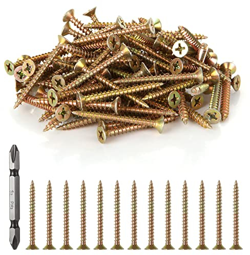 JMIATRY 500 Pcs M4x40mm Zinc Plated Self Drilling Wood Screws, Cross Pan Head, Ideal for Site Construction and DIY Projects