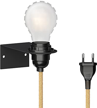 ledscom.de Wandleuchte mit LEKA Hanfkabel E27, 3 m