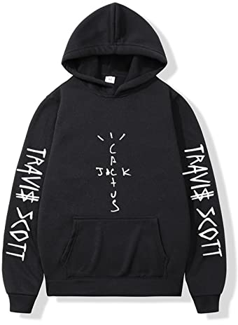 NUTSIE Hoodie Travis Scott Hip Hop Lässiges Sweatshirt Frühling Herbst Sweatshirt Plus Größe Männer und Frauen XS - 4XL (Black,4XL)