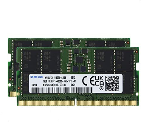 Sam Original 32 GB (2 x 16 GB) DDR5 4800 MHz PC5-38400 SODIMM 1Rx8 CL40 1.1 V Módulo de memoria para portátil RAM M425R2GA3BB0-CQK Adamanta