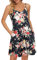 WNEEDU Robe d'été à Bretelles Spaghetti pour Femmes Rose Noire Rose L