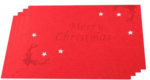 KAMACA 4er Set Tischsets/Platzsets Platzmatten Merry Christmas aus Filz abwaschbar & rutschfest Eyecatcher für Winter Advent Weihnachten Größe 30x45 cm (4er Set Filz ROT)
