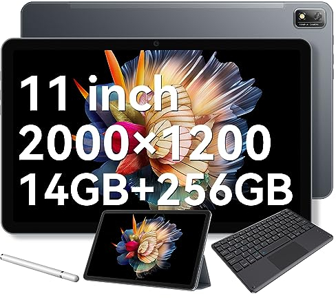 Blackview Tab16 Tablet 11 inch Android Tablets with Sim Card Slot, 14GB+256GB/1TB TF, 2000×1200 FHD+IPS Display, 4G LTE 5G WiFi, 13MP+8MP, 7680mAh Battery, Widevine L1, TÜV Certified with Stylus
