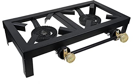 D.I.L© Butane Gas Double Burner Camping Cooker Country Stove Cast Iron LPG Double Burner BBQ Portable Grill, Boiling Ring Outdoor Camping Propane Catering