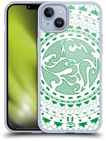 Head Case Designs Onda Patrones polinesios Caso de Gel Suave Compatible con Apple iPhone 14 Plus