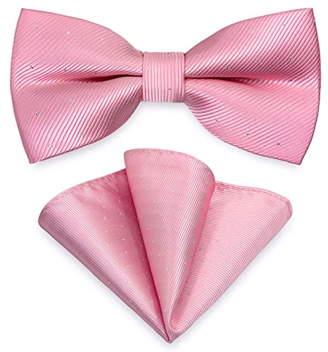 AUSUAYA Set di papillon e fazzoletti da taschino, unisex, design papillon e fazzoletto da taschino, per Business Formal Tuxedo o matrimonio MB-T8, Colore: rosa., Taglia unica