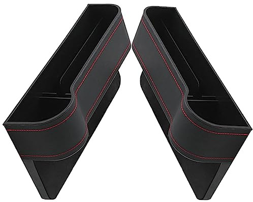 Bolwins A12D Autositz Lückenfüller – Leder Aufbewahrungsbox für Auto mit Getränkehalter – PU-Leder Auto-Organizer für Vordersitz, Praktische Lücke Füller und Organizer