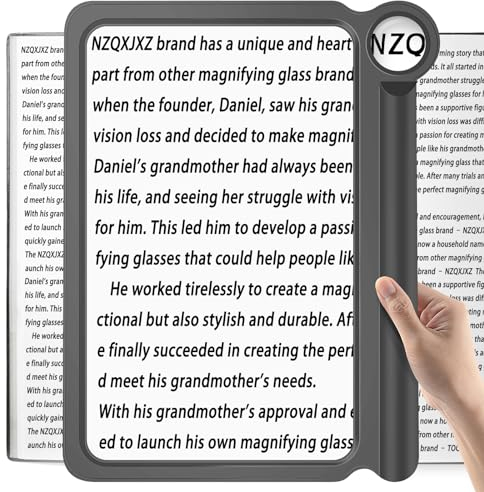 NZQXJXZ Lupa de Lectura 30X 5X, Grande y Ligera, Área de Visualización Completa de Página, Para Leer Impresiones Pequeñas y Baja Visión, Gris