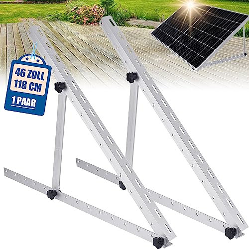 Warmfay 1 Paire de Supports de Panneau Solaire 118CM, Supports d'Inclinaison de Panneau Solaire Angle d'élévation Réglable 0-90°, Support PV pour Balcon Centrale électrique Toit Plat Mur RV Bateau