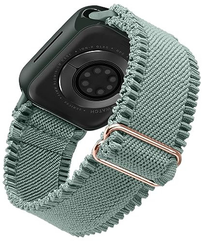 WoPail Ersatzarmband für Apple Watch Armband 44mm 45mm 46mm(Series10 11) 49mm 42mm Nylon Lace Armband für Damen Kompatibel für iWatch Ultra 3/2/1,Series 11 10 9 8 7 6 5 4 3 2 1/SE/SE2/SE3 Grün