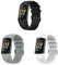 3 Stück Armbänder Kompatibel mit Fitbit Charge 6 Armband, Atmungsaktives Sportarmband aus Silikon, verstellbar, für Fitbit Charge 6, für Damen und Herren (Schwarz+Grau+Weiß)