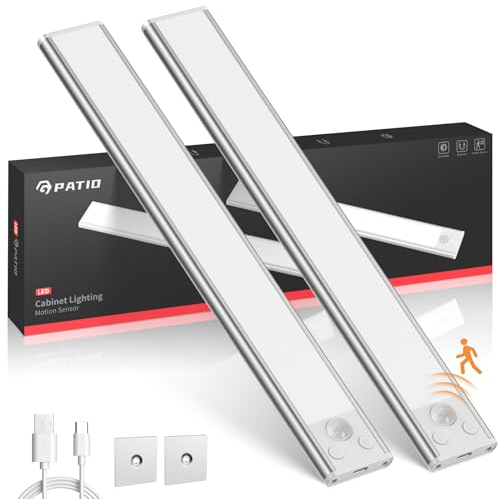 Lampe de Placard, 3 Modes 30cm Reglette LED Cuisine 3 Couleurs Lampe,Lampe d'intérieur Avec détecteur de Mouvement, Pour Cuisine Sous les Meubles, Armoires, Garde-robes (30CM-2 Pièce)