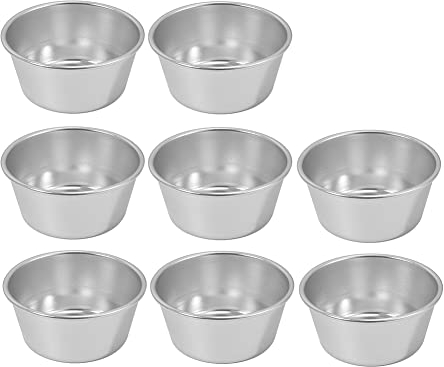 Moules à Pudding Carriere 8 Pièces Argenté Rond Classique à Induction pour Cupcakes et Muffins, Moule à Gâteau, BAKING_PAN, Acier Inoxydable, 8 Cups, Oven & Dishwasher Safe, Anniversaire