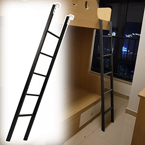 Black Bunk Ladder For Bed Camper,Light Weight Cuttable 5 Steps Loft Ladder with 2 Hooks,150cm/59 Tall Replacement Bunk Bed Ladders
