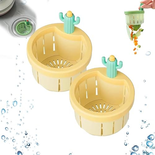 Cactus Kitchen Sink Drain Strainer,Sink Drain Strainer,colador De Fregadero De Cactus,Kitchen Sink Drain Basket,2 Piezas De Cesta De Drenaje para Fregadero,Cactus Design Sink Strainer
