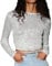 YILEEGOO Women's Long Sleeve Sequin Tops Party Shimmer Embellished Shirt Crew Neck Sparkle Glitter Slim Fit Crop Top Blouse (Silver, M)
