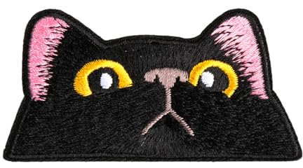 GroveEss Cat Face Iron on Patch for Clothes,Cute Embroidered Ironable Patch,Embroidery Appliques Badge Sew on Patch DIY Accessory for Backpacks Jackets Jeans Bags Craft Making