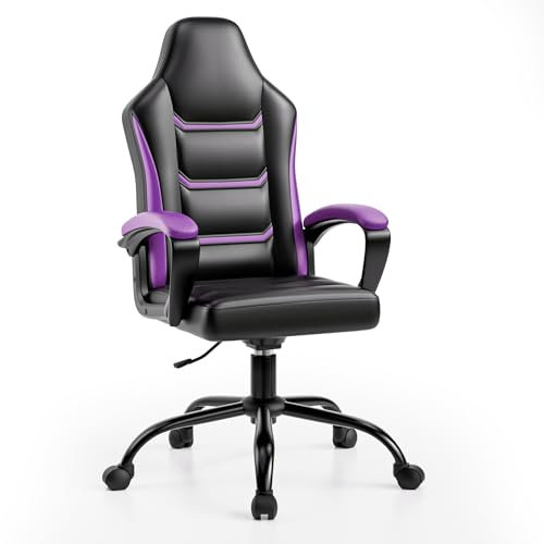 Sedia Gaming Ergonomica, Sedie da Gaming Regolabile in Altezza Viola, Sedia Scrivania Bambina in Pelle PU da Gioco, Sedia da Gamer con Ruote, Gaming Chair per Adulti e Adolescenti