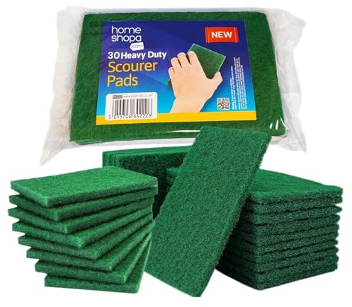 HOMESHOPA Heavy Duty Scouring Pads, 30 Pack Multipurpose Kitchen & Household Cleaning Sponge Scrubber Pads for Sink, Dish, Pots & Pan, Non Scratch Reusable Washing Up Scourer
