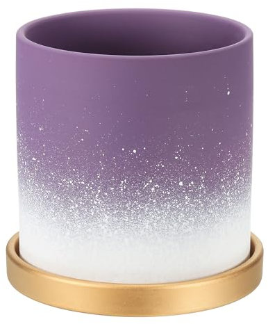 PATIKIL 5.12 Inch Ceramic Plant Pots, Modern Flower Planters Gradient with Drainage Holes for Decorate Home Indoor Plants Succulent Herb, Purple