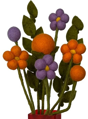 your castle Blumenstrauß aus handgearbeiteten Filzblumen, fairer Handel, nachhaltige Deko aus Filz, realistische Kunst- Textil-Filzblumen Set, Stoffblumen, Filzblüten, Maja
