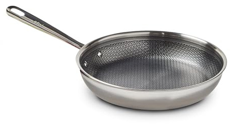 T-Fal HybridMesh dreilagige Edelstahl-Bratpfanne, 26 cm, induktionsgeeignet, ofenfest, 250 °C, Metall-Utensilienfest, Platin-Antihaftbeschichtung, ideal zum Anbraten, Sautieren, Braten, Kochen