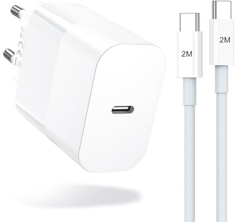 Amoner 30W Cargador con 2M USB C Cable para iPhone 16/16 Pro/16 Pro Max/16 Plus/15/15 Pro/15 Pro Max/15 Plus, Pad, Samsung Galaxy S24 S23 S22 S21 Carga Rapida Enchufe Cabezal