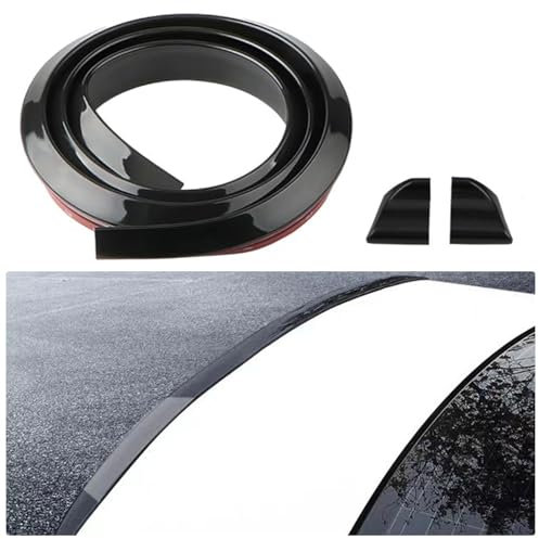 Goviox Auto Heckspoiler, 1,5 M/4.9ft Universal Heckspoiler Auto Gummi Hintere Kofferraumspoiler, Autodach Spoiler Lippe Streifen, Spoiler Aufkleber für Viele Fahrzeuge(Schwarz glänzend)