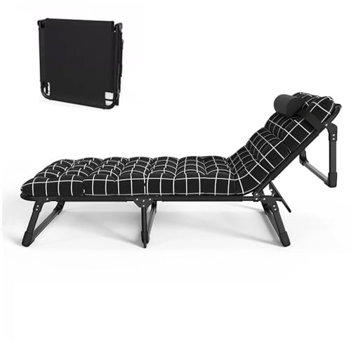 Cama Plegable con Colchón, Estructura Metálica 4 Posiciones Ajustables Colchón Removible Cama Plegable Individual Portatil para Viajar, Hogar(190 * 68 * 30cm)