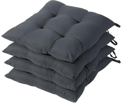 HAMO Dining Chair Seat Pad Cushions Set of 4, 38x38 cm, 15x15 inches (Graphite)