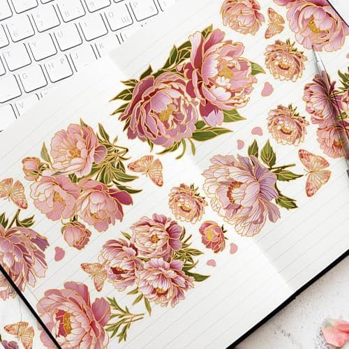 PLUSHCEWT Washi Tape Set,Watercolour Dourdan mit Heißprägung Verfolgung Dekorative Masking Tape,Scrapbooking Supplies,Scrapbook Dekorative Tape für Journaling,DIY Scrapbook,Art Craft