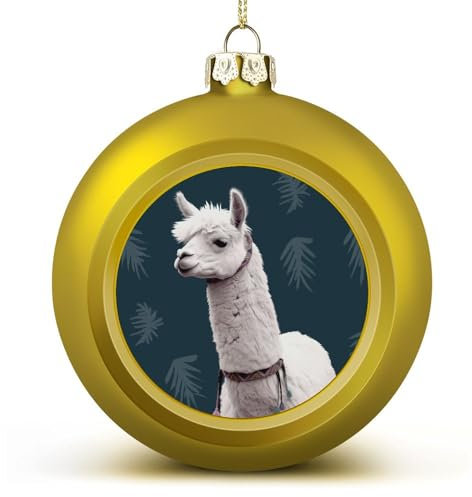 Baumschmuck, Kugel, rot und gold, bruchsicher, Weihnachtskugel, Dekoration, hängende Kugeln, Alpaka, Lama, bedruckte Weihnachtskugel für Urlaubsdekoration, 6,1 cm