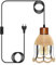 Lampadario Vintage in Legno con Cavo di 5M con Spine in Metallo, Portalampada E26/E27, Paralume in Corda di Canapa, Accessori a Sospensione per Cucina e Soggiorno Fai Da Te (Lampadina Non Inclusa)