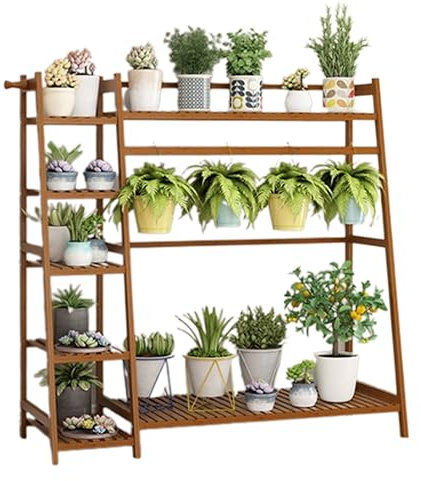 DDNGEJ Pflanzenständer Pflanzenständer Indoor Outdoor Pflanzenregal Einfaches Blumentopfgestell Bambus Pflanzenregale Mehrere Blumentopfhalter Für Balkon Rasen Terrass