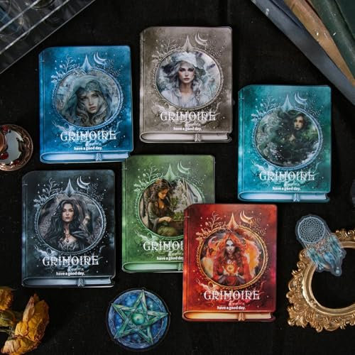 150 Pcs Scrapbooking Stickers Set, Witchy Scrapbook Zubehör, Magical Scrapbook Stickers for Scrapbooking, Junk Journaling, Bullet Journal, DIY Crafts, Painting, Planners (Sacred Grimoire)