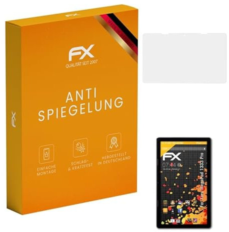atFoliX Panzerfolie kompatibel mit Xoro MegaPad 1333 Pro Schutzfolie, entspiegelnde und stoßdämpfende FX Folie (2X)