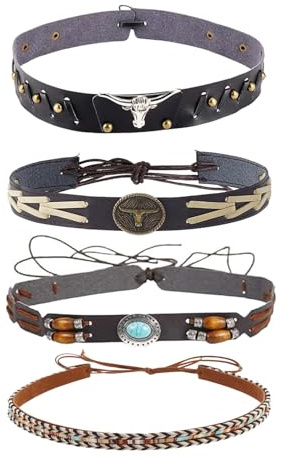 4 Style Hat Bands, Cowboy Hats Belt, Cowboy hat Bands for Men and Women, Suitable for Denim Straw Woven Western Hat