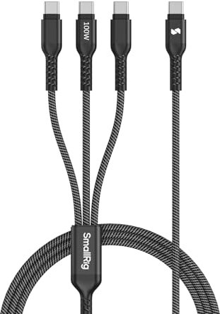 SMALLRIG Câble de charge USB C 3 en 1, charge rapide de 100 W et transfert de données USB 2.0, câble de charge rapide durable avec 3 connecteurs de type C, pour tablettes iPhone 16 15 pour Samsung, 4