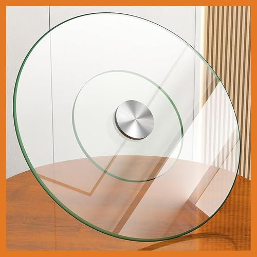 BBERHFNFZK 60 70 80 90 100cm Plateau Tournant Lazy Susan De Cuisine Plateau De Service Extra Large Plateau Rotatif en Verre Trempé pour Centre De Table Rond(40 100CM)