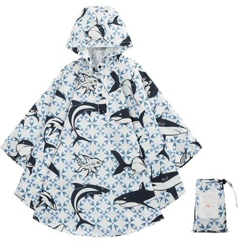 KAKU NANU Regenponcho Kinder Regencape Poncho mit Kapuze Wasserdicht Regen Cape Regenponcho Leicht Jungen Mädchen Wiederverwendbar 116 122 128 134 140 148 152
