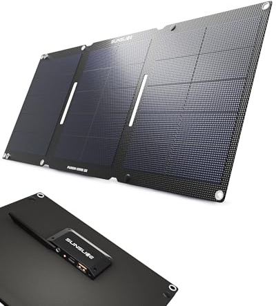 Panneau Solaire Pliable 22W Fusion Core 22 Sunslice, Triple Sortie USB-A USB-C DC 5521, Charge Rapide 18W, léger 465g, idéal Camping, Van Life, randonnée, Compatible Smartphones, tablettes, Batteries