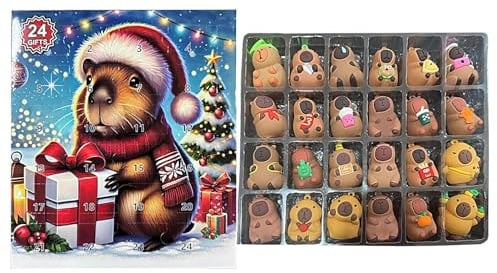 Weihnachtskalender 2025, 2025 Adventskalender Capybara Anhänger, Adventskalender Mit 24 3d Capybara Countdown Ornament, Niedliche Weihnachtsfigur Geschenk Deko Für Kinder Familie