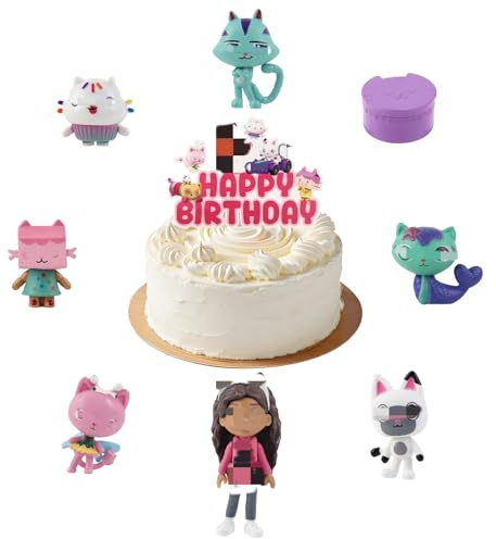Cartoon Tortendeko Geburtstag Kinder, 24 PCS Cupcake Topper und 1 PCS Happy Birthday Kuchendecko, Anime Kuchen Deko für Junge Mädchen Kinder Geburtstag Party Dekoration Supplies